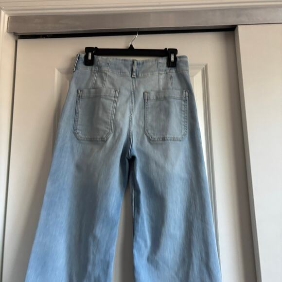 Anthropologie Maeve The Colette Crop High-Rise Wide-Leg Jeans Blue Sz 28P - Picture 9 of 11